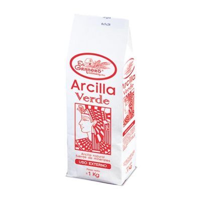 ARCILLA VERDE Natural Bolsa 1 kg, tratamiento facial y muscular.